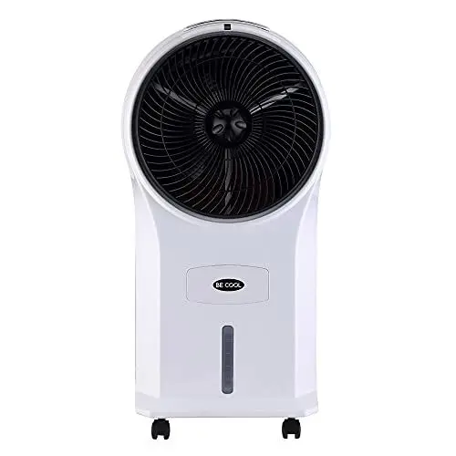 Produktbild: BE COOL Luftkühler mit Wasserkühlung, 3 in 1 Verdunstungskühler, Luftbefeuchter, Ventilator, 3 Stufen, 5 Liter Wassertank, 45 Watt, 1050 m³/h, Timer, Fernbedienung, Weiß/Schwarz