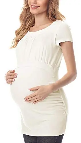Produktbild: Be Mammy Damen Umstands Shirt Bluse mit Stillfunktion BE20-235 (Ecru, XL)