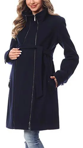 Produktbild: Be Mammy Damen Umstandsmantel Wolle Wintermantel BE20-225 (Marineblau, 34)