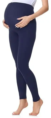 Produktbild: Be Mammy Lange Umstandsleggings aus Baumwolle Leggings für Schwangere Umstands Leggings Schwangerschafts Unterhosen mit Hoher Bund Weich und Elastisch BE20-230 (Marine, M)