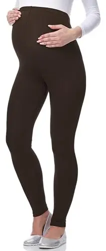 Produktbild: Be Mammy Lange Umstandsleggings aus Viskose Leggings Blickdicht Damen, Maternity Clothing, Ideal für die Schwangerschaft BE-02 (Braun, M)