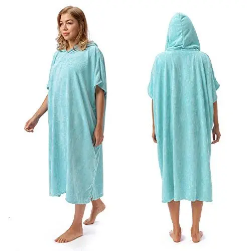 Produktbild: Kato Tirrinia Surf Poncho Umziehhilfe Strand für Damen Herren, Badeponcho mit Kapuze Absorbierender Winddichtes, Handtuch Poncho als Umziehhilfe für Surfer Schwimmen Camping Sauna Baden,Hellblau