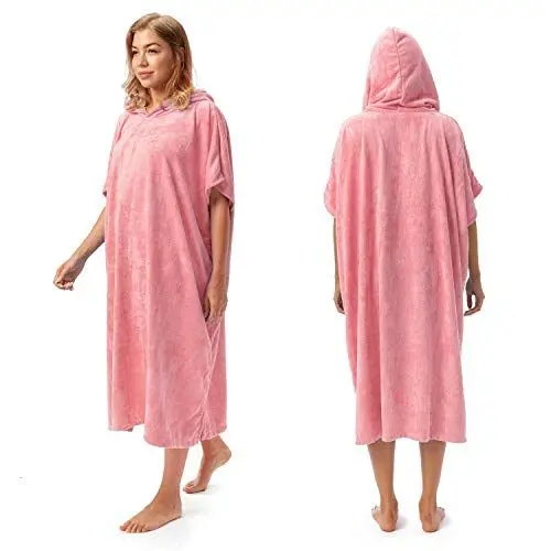 Produktbild: Kato Tirrinia Surf Poncho Umziehhilfe Strand für Damen Herren, Badeponcho mit Kapuze Absorbierender Winddichtes, Handtuch Poncho als Umziehhilfe für Surfer Schwimmen Camping Sauna Baden,Pfirsichrosa