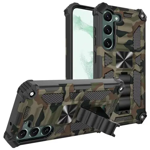 Produktbild: Beajew Hülle für Samsung Galaxy A24 4G/A24 5G Handyhülle, Militärischer Vollschutz Handyhülle, Fallschutz,Schutzhülle mit Standfunktion,Stoßfest TPU Cover Handyhülle-Military Green