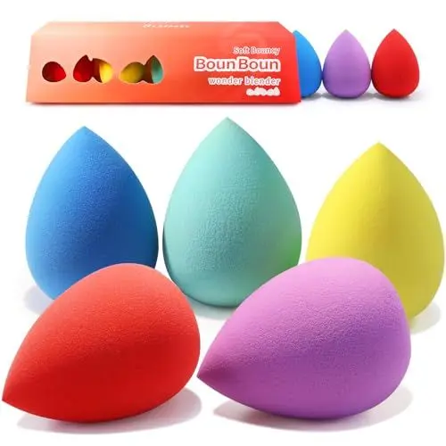 Produktbild: BEAKEY Make up Schwamm Set, Mehrfarbige blenderBeauty Schwamm Foundation Schminkschwamm, Makellos für Flüssigkeit, Creme und Puder, 5 Stück