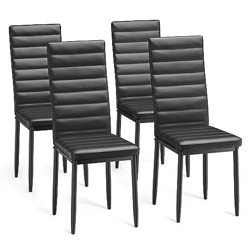Produktbild: Bealife Esszimmerstühle 4er-Set, Esszimmerstühle-Set für Küche, Esszimmer, Esszimmerstuhl aus Kunstleder mit hoher Rückenlehne, modern, (Schwarz, 4)