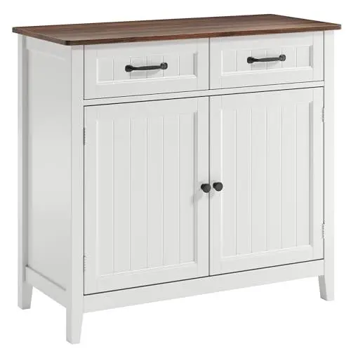 Produktbild: Bealife Küchenschrank, Kommode mit 2 Schubladen und 2 Türen, Sideboard Küchenbuffet mit Arbeitsplatten für Küche,Wohnzimmer, Flur und Esszimmer (Braun)