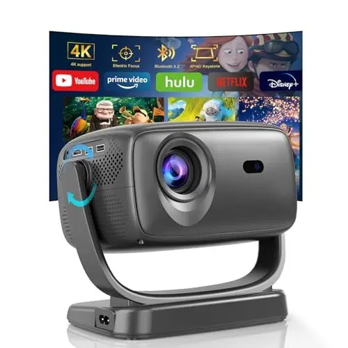 Produktbild: Beamer 4K,5G WiFi Bluetooth,26000 Lumen Smart Projektor Elektrischer Fokus/Trapezkorrektur,180°Drehbar Projektor,Beamer Heimkino 220 '' Display für IOS/Andriod/Fire Sticks/Laptops/PS5/netflix