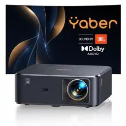 Produktbild: Beamer 4K mit Android TV, Sound by JBL, Dolby Audio, NFC, Autofokus, Auto Trapezkorrektur, WiFi6, Bluetooth, YABER K2s 800 ANSI 1080P Full HD Beamer Heimkino 300