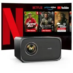 Produktbild: Beamer 4K <strong>Official Netflix/Autofokus/Auto-6D Trapezkorrektur:</strong>  Dolby Audio Projektor 26000LM 800ANSI WiFi6 Bluetooth Beamer Full HD 1080P Unterstützt 4K Jimveo Video Beamer für Heimkino/Outdoor
