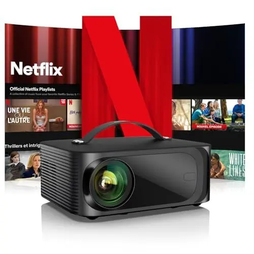 Produktbild: Beamer 4K<strong>Official Netflix & Dolby Audio:</strong>  26000LM Remote Focus/6D Trapezkorrektur WiFi6 Bluetooth Smart Beamer Full HD 1080P, ONOAYO Unterstützt 4K Video Beamer Heimkino/Outdoor Handy Projektor
