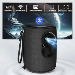 Produktbild: Beamer (Auto Trapezkorrektur/Elektrischer Fokus) WiFi-Bluetooth-1080P Full HD-Beamer 4K Unterstütz Lisowod Mini Beamer 20000L Heimkino Beamer Tragbare Projektor, Kompatibel mit TV Stick/PS5/HDMI