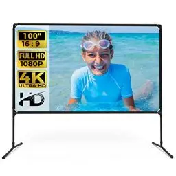 Produktbild: Beamer Leinwand mit Ständer, 100 Zoll Outdoor Beamer Leinwand und Ständer, verdickte, faltenfreie Outdoor-Kinoleinwand und Stabiler Rahmen für Heimkino