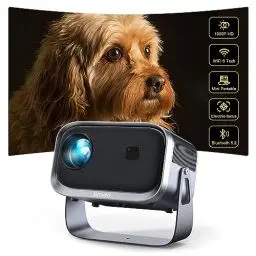 Produktbild: Beamer<strong>Elektrischer Fokus/Trapezkorrektur:</strong> ±360° Rotating Mini Beamer 1080P Full HD 12000L WiFi6 Bluetooth Projektor Jimveo Sky Beamer Unterstützt 4K Heimkino 300'' Display mit iOS/Android/TV Stick/USB