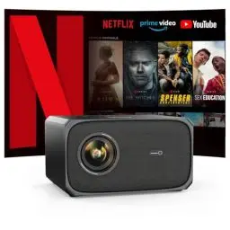 Produktbild: Beamer<strong>Official Netflix & Dolby Audio:</strong>  Jimveo Beamer 4K Unterstützt 26000LM 800ANSI Autofokus/Trapezkorrektur HD 1080P Hindernisvermeidung Projektor mit WiFi6 Bluetooth Heimkino Beamer für HDMI/USB