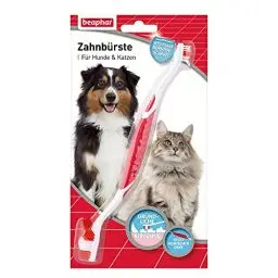 Produktbild: BEAPHAR - Zahnbürste Für Hunde Und Katzen - Entfernt Zahnbelag - Gründliche Reinigung - Doppelkopfzahnbürste - Spezieller Borstenschnitt - Ergonomischer Griff