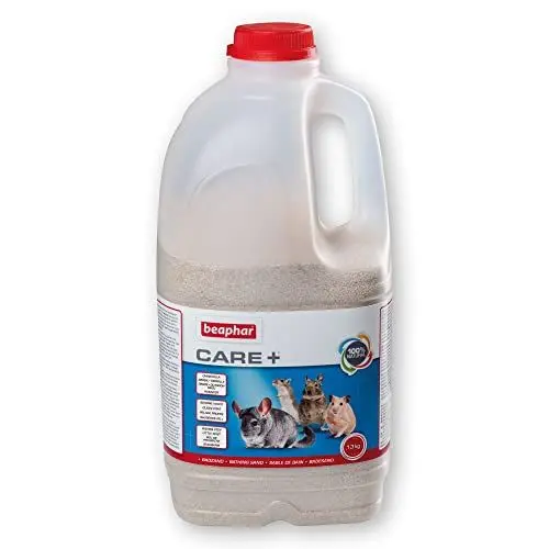 Produktbild: beaphar - Care+ Badesand Für Chinchilla, Gerbils, Degus, Hamster - 100% Natürliche Und Optimale Fellpflege - Sauberes Fell - Nimmt Fett Und Feuchtigkeit Auf - Lässt Sich Leicht Entfernen - 1,3 Kg