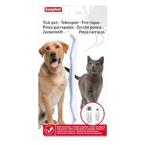 Produktbild: beaphar - Zeckenstift Für Hunde und Katzen - Zecken Sicher Entfernen - Doppelkopf-Fangschlitz Für Alle Zecken-Größen - Wiederverwendbar - Kann Überallhin Mitgenommen Werden - 12 cm - Weiß