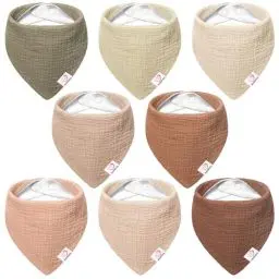 Produktbild: Bearmoss Lätzchen Baby Dreieckstuch Musselin Halstuch Baby für Junge und Mädchen,100% Baumwolle Verstellbare 8 Stück (Kokosnuss-Mocca)
