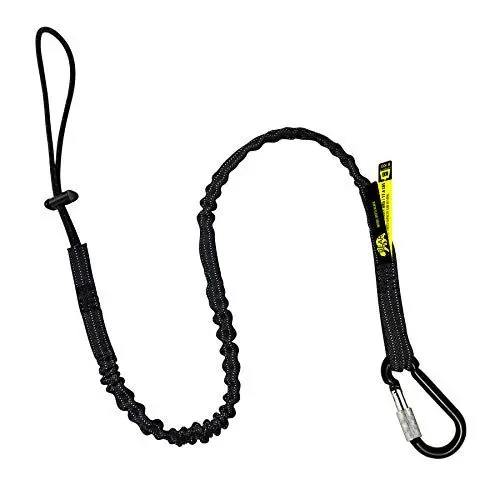 Produktbild: BearTOOL Tool Lanyard mit Einzelkarabiner und verstellbarem Schlaufenende, Standardlänge, Maximalgewicht 8 kg, Aluminium-Schraubkarabiner mit Stoßdämpfer, Black 0921S, 1