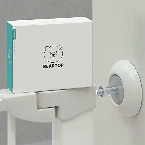 Produktbild: BEARTOP Wandschutz | Für Türgitter und Treppengitter | Absperrgitter zum Klemmen | Ohne Bohren & Werkzeug | Sicherheit Schutz für Baby, Kind, Haustier, Hund | Weiß | 4 Stück | Rund