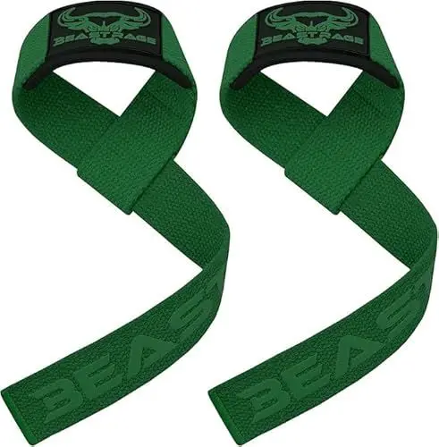 Produktbild: BEAST RAGE Handgelenk Bandagen (Gym Wrist Wraps) Kraftsport Handgelenkstütze Gelenkbandage Schlaufen Krafttraining Workouts Übungen (GRÜN)