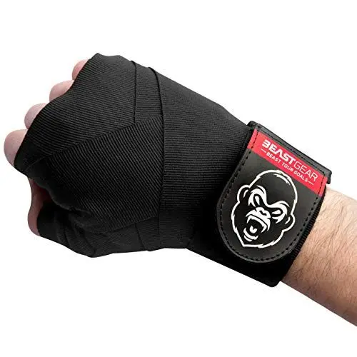 Produktbild: Beast Gear Boxbandagen 4,5m Elastisch mit Daumenschlaufe – Handbandagen für Boxen, MMA, Muay Thai Baumwolle mit Klettverschluss