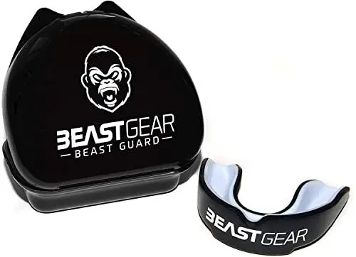 Produktbild: Beast Gear Mundschutz/Zahnschutz - Für Boxen, MMA, Rugby, Kickboxen, Judo, Karate, Hockey & Kampfsport, Sportmundschutz mit Praktischer Aufbewahrungsbox, Schützt Zähne, Zahnfleisch & Kiefer,Schwarz