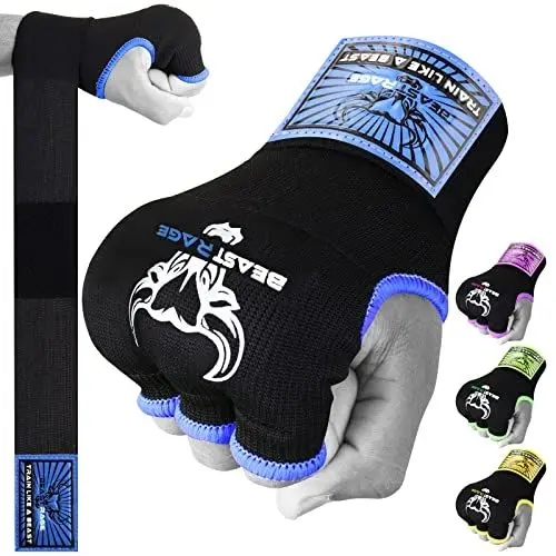 Produktbild: Beast Rage Boxbandagen, Gelhandschuhe, MMA, 75 cm lang, gepolstert, elastisch, schnelles Boxen, Boxsack, Training, Muay Thai, Handbandagen-Set