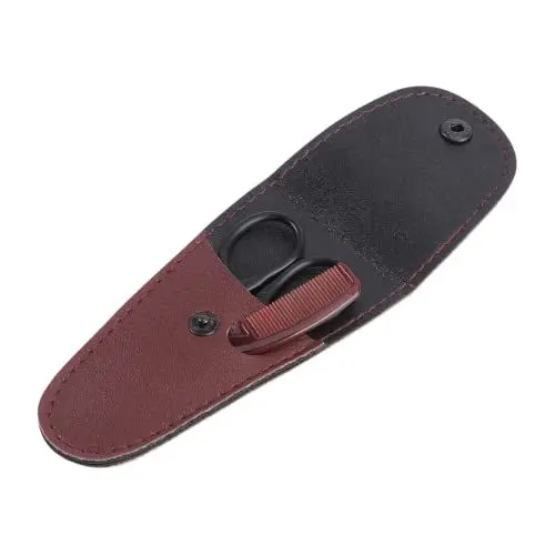 Produktbild: Beatifufu 1 Satz Bartscheren-Set beard scissors beard kit bartpflege-set Schnurrbartschere Scherenholster aus Leder Herren für Bartpflegeset männliches Bartschneidewerkzeug Lederetui Black