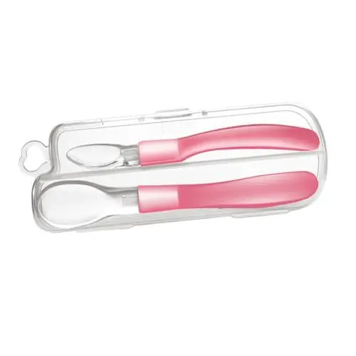 Produktbild: Beatifufu Set mit Baby-Fütterungslöffeln Silikonlöffel für Jungen und Mädchen Trainings-Babygeschirr-Set Ergänzungsnahrungsbox Baby-Reispastenlöffel