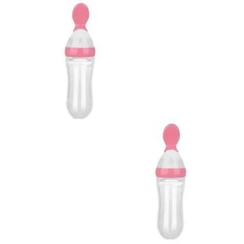 Produktbild: Beatifufu Futterflasche Baby 2st -squeeze-feeder Set Babynahrung Aufbewahrung Behälter Für Babynahrung Kinderfutter Babylöffel Babynahrungszubereiter -löffel-feeder Feeder Drücken Rosa