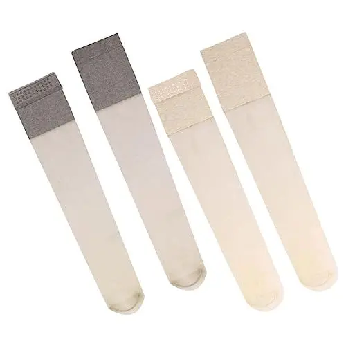 Produktbild: Beatifufu 2paare Sommer Oberschenkelhohe Socken Für Damen Rutschfeste Überkniestrümpfe Atmungsaktive Kniestrümpfe Hautfarbe Und Kaffee Für Freizeit Und Alltag