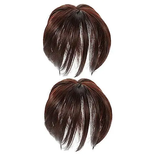 Produktbild: 2stücke Damen Haarteil Oberkopf Echthaar Wiglet Für Dünnes Haar Einfach Zu Verwenden Mit Clips Nahtlos Weich Und Atmungsaktiv Zum Abdecken Von Grauem Haar