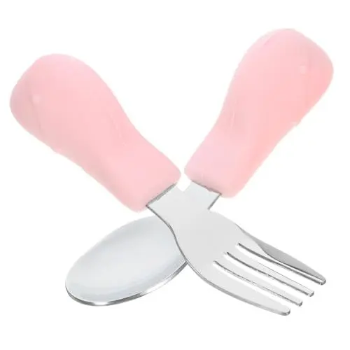 Produktbild: Beatifufu 2-teiliges Esslerngeschirr Für Babys Löffel Und Essbesteck Für Kleinkinder Glatte Form Empfindliches Zahnfleisch