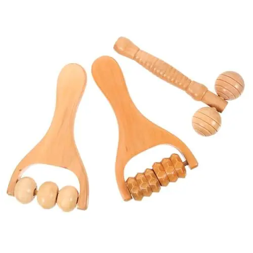 Produktbild: Beatifufu 3 Stück Nacken Für Holz Massagerolle Für Rücken Holz Rückenrollen Fußmassagerolle Fußrollen Holzrücken Holzrolle