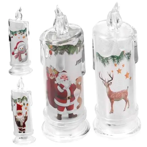 Produktbild: Beatifufu 4 Stück Led Stumpenkerzen Weihnachtsmann-kerze Weihnachtliche Flackernde Kerzen Weihnachtskerzenlichter Flammenloses Flackern Kerzennachtlicht Weihnachtsfeier Schmuck Batterie