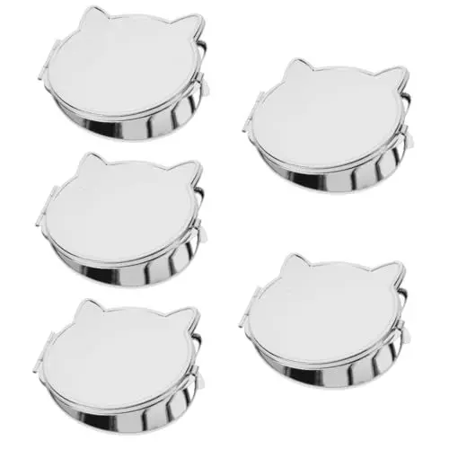 Produktbild: Beatifufu 5St Tragbarer Schminkspiegel Outdoor-Kosmetikspiegel Faltbarer doppelseitiger Spiegel Minispiegel reisespiegel Schmuckspiegel Kleiner Spiegel Mini-Schminkspiegel Edelstahl Silver