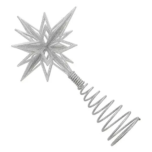 Produktbild: Beatifufu Baumspitze Weihnachtsbaum-Dekoration Silbernes Stern-Ornament Baumkronen-schmuck Festliche Dekoration