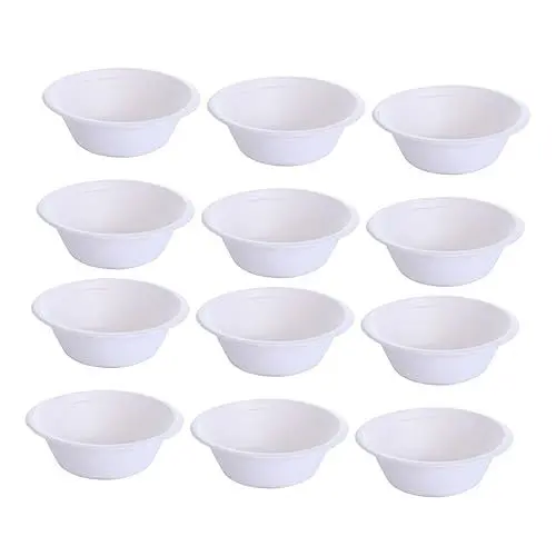 Produktbild: Beaupretty 100St Geschirr für Camping Campinggeschirr Behälter Campingbesteck Partyteller Schale Grillschale aus Papier Bagasse-Schalen Malschale selber machen Geschirr für Grill Weiß