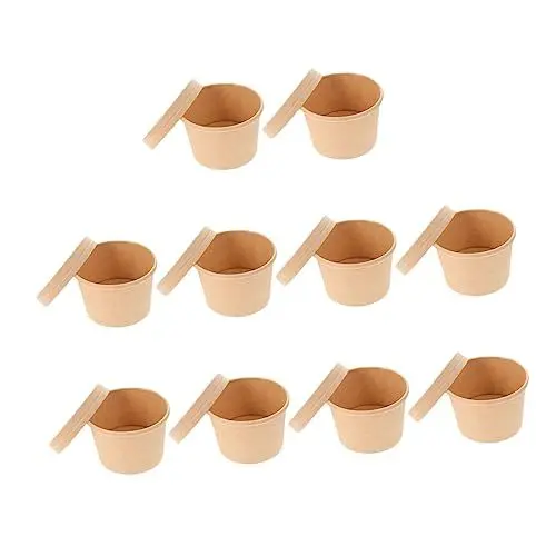 Produktbild: Beaupretty 10 Sets Eisbecher Eisbecher Pappbecher Eisbecher Pudding Verpackungsbecher Papierbecher Für Kalte Suppen Papierkuchenbecher Dessertpapierschüssel Eisbecher Mit Deckel