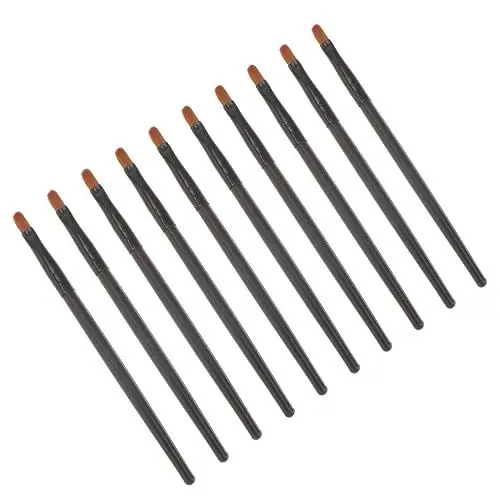 Produktbild: Beaupretty 10st Schattenpinsel Für Die Nase Beauty-make-up-tool Tragbarer Make-up-pinsel Flache Lidschattenpinsel Make-up-pinsel Für Frauen Bürste Mit Holzgriff Fräulein Bilden Kunstfaser