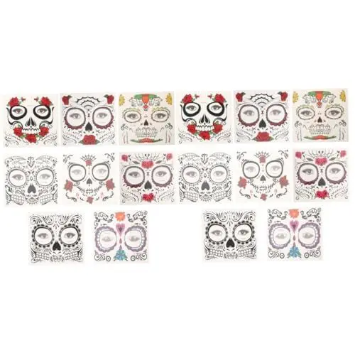 Produktbild: Beaupretty 16 Blätter Halloween-gesichtsaufkleber Tattoos Aufkleben Temporäre Halloween-tattoos Gesichtstätowierung Halloween-gesichtstattoos Gesichtsabziehbilder Aufkleber Übertragen