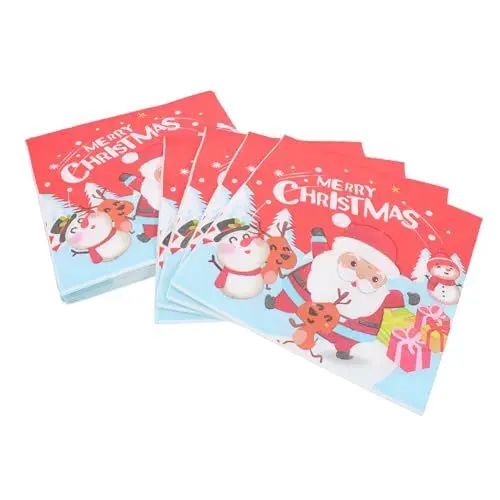 Produktbild: Beaupretty 1 Weihnachtsservietten Badezimmerdekorationen Weihnachtsservietten Dekorative Servietten Cartoon Muster Servietten Tischdekorationen Küchenrestaurant Servietten