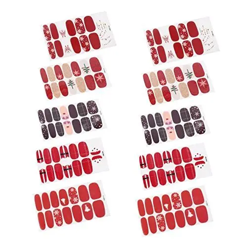 Produktbild: Beaupretty 20 Blätter Nagelsticker Zu Weihnachten Weihnachtswinter-nagelkunstaufkleber Weihnachtsnagelaufkleber Weihnachtsnagelkunstaufkleber Weihnachtsnagelabziehbilder Nagelfolie