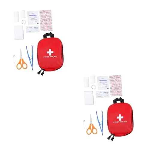Produktbild: Beaupretty 2 Sätze Outdoor-Notfallset Tasche für Ersthelfer Aufbewahrungstasche notfallpakete notfallkit überlebensausrüstung Outdoor-Notfallausrüstung tragbare Notfalltasche Alkohol rot