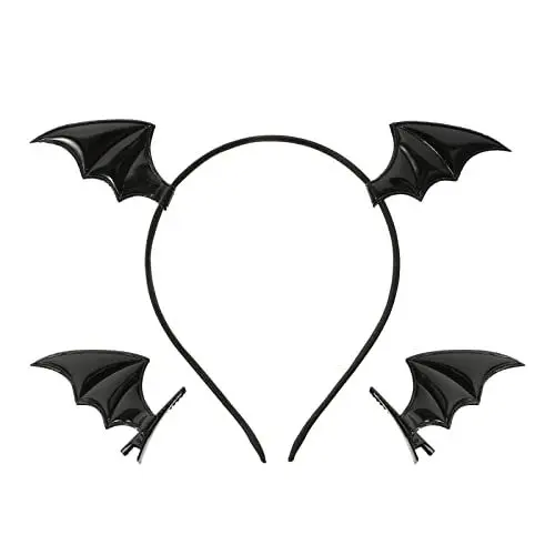 Produktbild: Beaupretty 2 Stück Halloween Fledermaus Haarspangen Fledermausflügel Stirnband Teufel Fledermausohren Stirnband Kopfschmuck Haar Haarschmuck Cosplay Kostüm Für Damen Mädchen Schwarz