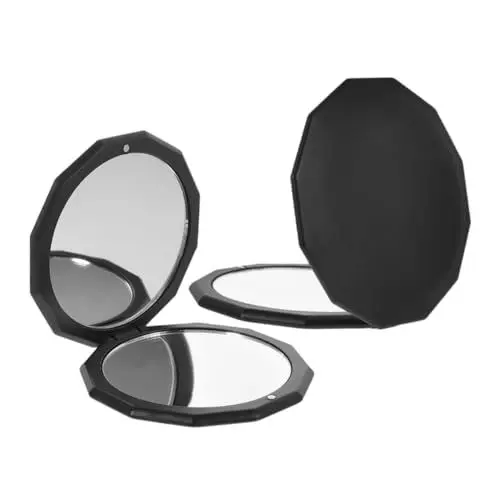 Produktbild: Beaupretty Reise-Make-up-Spiegel Vergrößerung 2-teilig Kompakter Spiegel Tragbar und Faltbar Schwarz