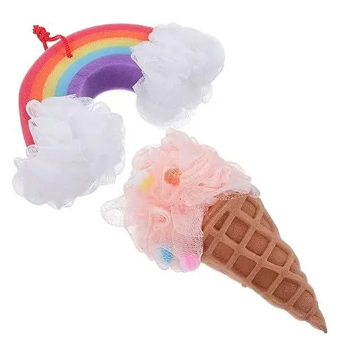 Produktbild: Beaupretty 2st Regenbogen-badeblume Peeling-duschschaum Süße Badeschwämme Kinder Luffa Mesh-puff-duschkugel Badetücher Cartoon-dusche-luffas Duschhocker Waschmittel Schwamm Körper Baby