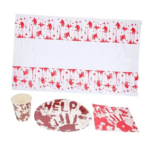 Produktbild: Beaupretty 3 Sätze Halloween-Dekoration halloween tischdecke halloween table cloth Halloween-Pappbecher Halloween-Papierschale Papierbecher Tischdecken Halloween-Geschirr Halloween-Tischdecke